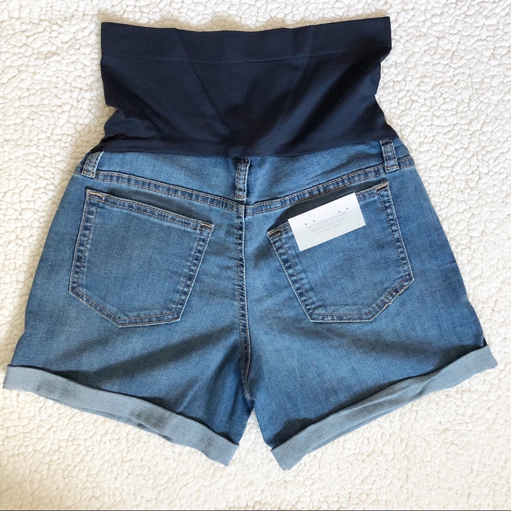 Maternity Full Belly Panel Boyfriend Jean Shorts - Picture 3 of 5